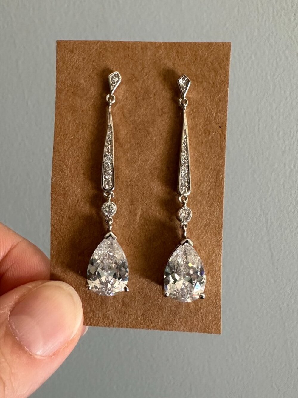 Rhinestone Teardrop Dangle Earrings